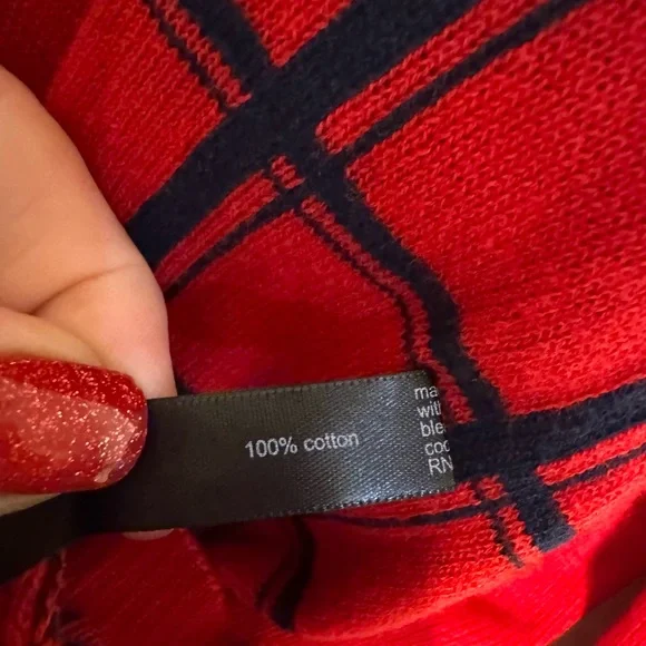 NWT      The Limited Red/Navy Plaid Sweater  LARGE   #4 - Picture 6 of 10